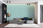 Mint Greek Key Wallpaper : Geometric Maze Pattern - View 3