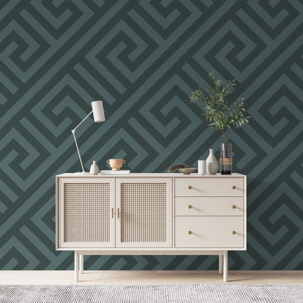 Greek Key Wallpaper : Black And Gold Meander Pattern - View 6