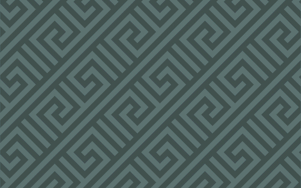 Dark Green Greek Key Wallpaper : Geometric Maze Pattern - flat design