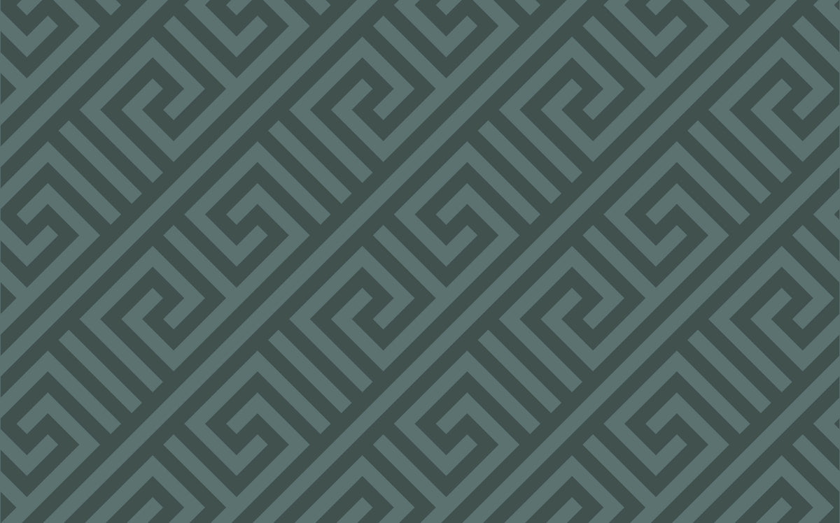 Dark Green Greek Key Wallpaper : Geometric Maze Pattern - flat design