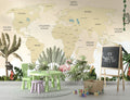 Tropical World Map Wallpaper : Kids Jungle Atlas Mural