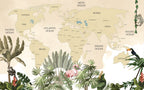Tropical World Map Wallpaper : Kids Jungle Atlas Mural - View 2