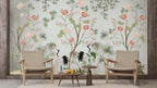 Chinoiserie Peony Crane Wallpaper : Sage Tree Of Life Mural - View 3