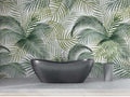 Green Palm Leaves Wallpaper : Fresh Tropical Pattern