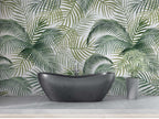 Green Palm Leaves Wallpaper : Fresh Tropical Pattern