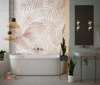 Beige Palm Leaf Wallpaper : Neutral Tropical Fronds Pattern - View 2
