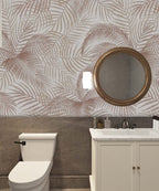 Beige Palm Leaf Wallpaper : Neutral Tropical Fronds Pattern - View 3