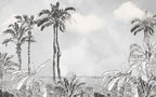 Black And White Palm Wallpaper : Sketch Tropical Landscape Mural - flat design