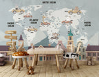 Car Map Wallpaper : Kids Continents With Vehicles Mural - View 3