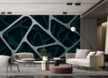 Layered Geometric Wallpaper : Dark Green 3D Mural