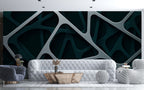 Layered Geometric Wallpaper : Dark Green 3D Mural - View 2