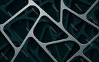 Layered Geometric Wallpaper : Dark Green 3D Mural - flat design