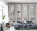 Panelled Palm Window Wallpaper : Grey Classic Moulding Mural