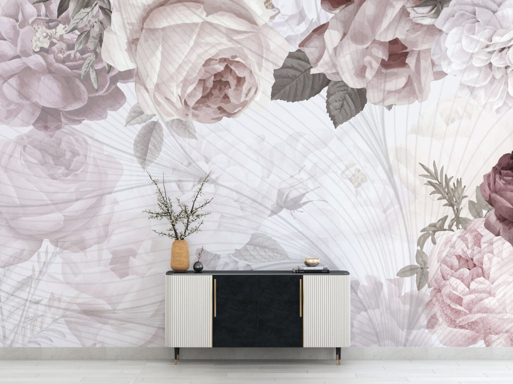 Soft Rose Peony Wallpaper : Pastel Floral Mural - View 4