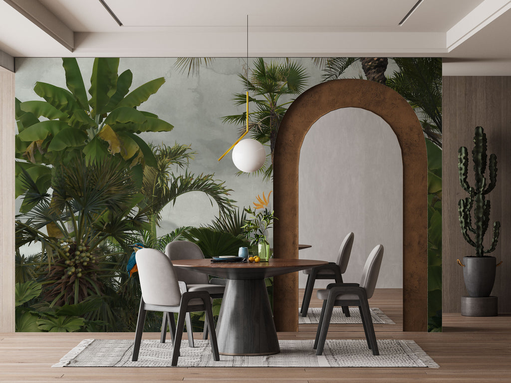 Tropical Jungle Wallpaper : Cockatoo Palm Forest Mural - View 4