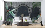 Jungle Arches Wallpaper : Stone Columns Tropical Mural - View 4