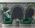 Jungle Arches Wallpaper : Stone Columns Tropical Mural - View 3