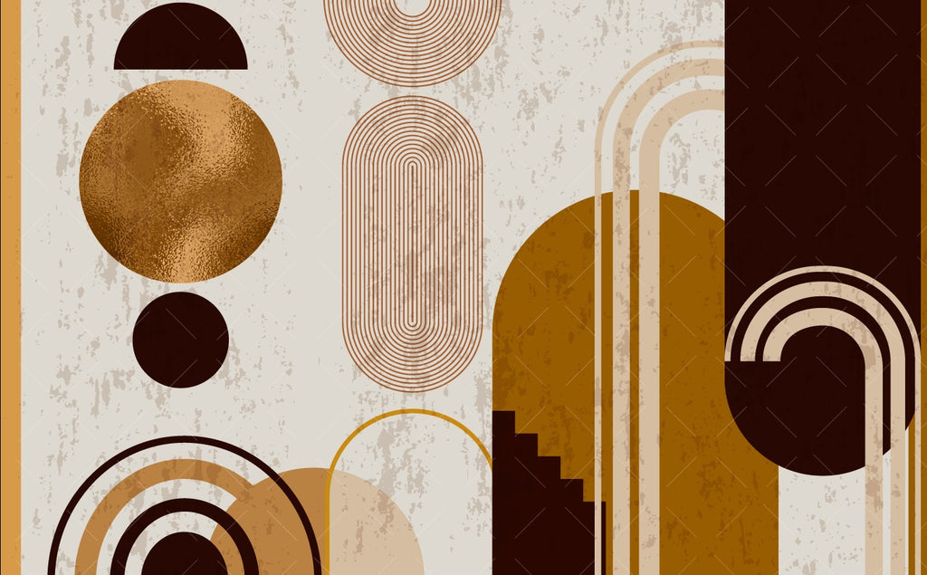 Mustard Arch Boho Wallpaper : Mid-Century Geometric Mural - View 2