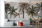 Vintage Palm Tree Wallpaper : Neutral Tropical Jungle Mural - View 2