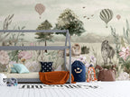 Watercolor Safari Lion Wallpaper : Savanna Animals Mural - View 4
