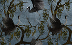 Blue Heron Branch Wallpaper : Dark Chinoiserie Birds Mural - View 2