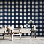 Navy Gingham Wallpaper : Classic Check Pattern - View 3