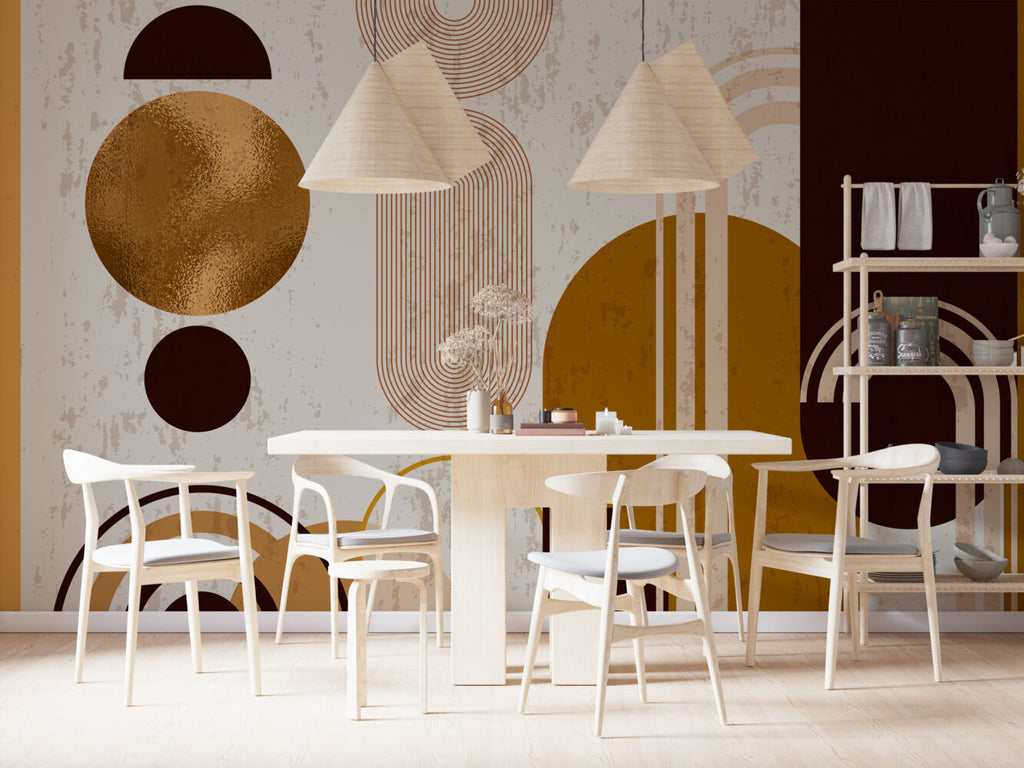 Mustard Arch Boho Wallpaper : Mid-Century Geometric Mural - View 3