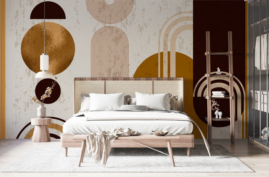 Mustard Arch Boho Wallpaper : Mid-Century Geometric Mural - View 4