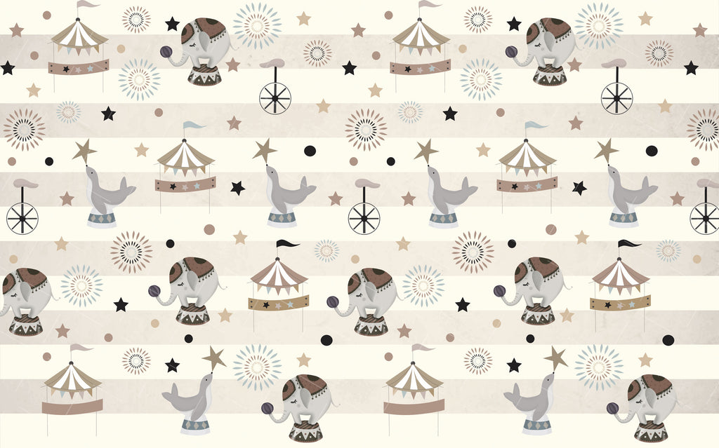 Striped Circus Wallpaper : Retro Kids Big Top Pattern - View 2