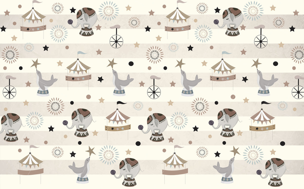 Striped Circus Wallpaper : Retro Kids Big Top Pattern - View 2