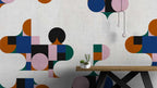 Colorful Bauhaus Shapes Wallpaper : Abstract Geometric Mural - View 4