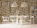 Olive Maze Brush Wallpaper : Boho Zigzag Pattern