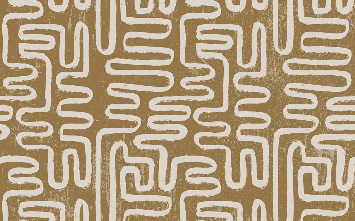 Olive Maze Brush Wallpaper : Boho Zigzag Pattern - View 2