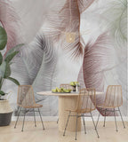 Soft Feather Wallpaper : Pale Grey Plume Mural - View 3