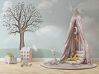 Bunny Tree Nursery Wallpaper : Sage Sky Meadow Mural - View 2