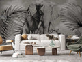 Black And White Elephant Wallpaper : Sketch Jungle Mural