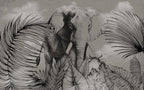 Black And White Elephant Wallpaper : Sketch Jungle Mural - flat design