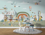 Animal Orchestra Wallpaper : Rainbow Music Band Kids Mural - View 3