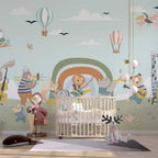 Animal Orchestra Wallpaper : Rainbow Music Band Kids Mural - View 4