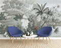 Grey Waterfall Jungle Wallpaper : Muted Tropical Landscape Mural
