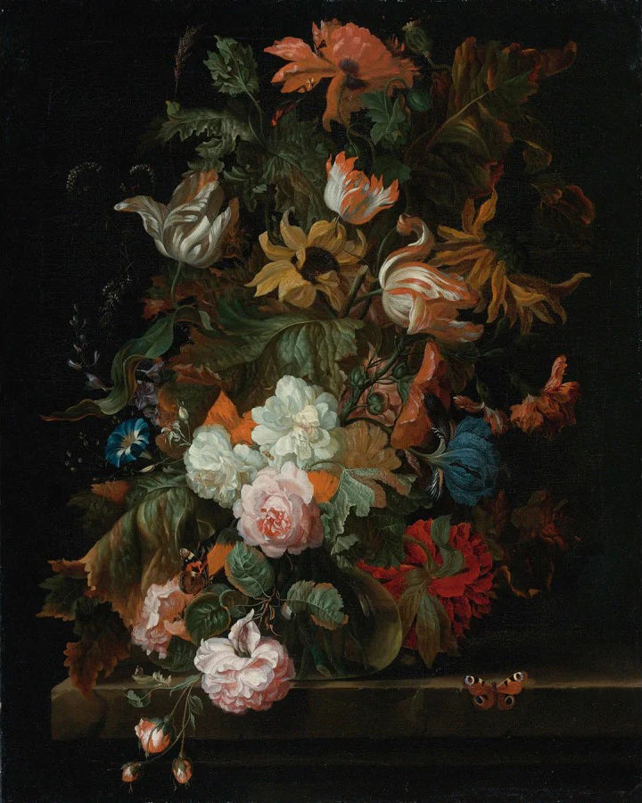 Dutch Still Life Wallpaper : Dark Floral Bouquet Mural - View 2