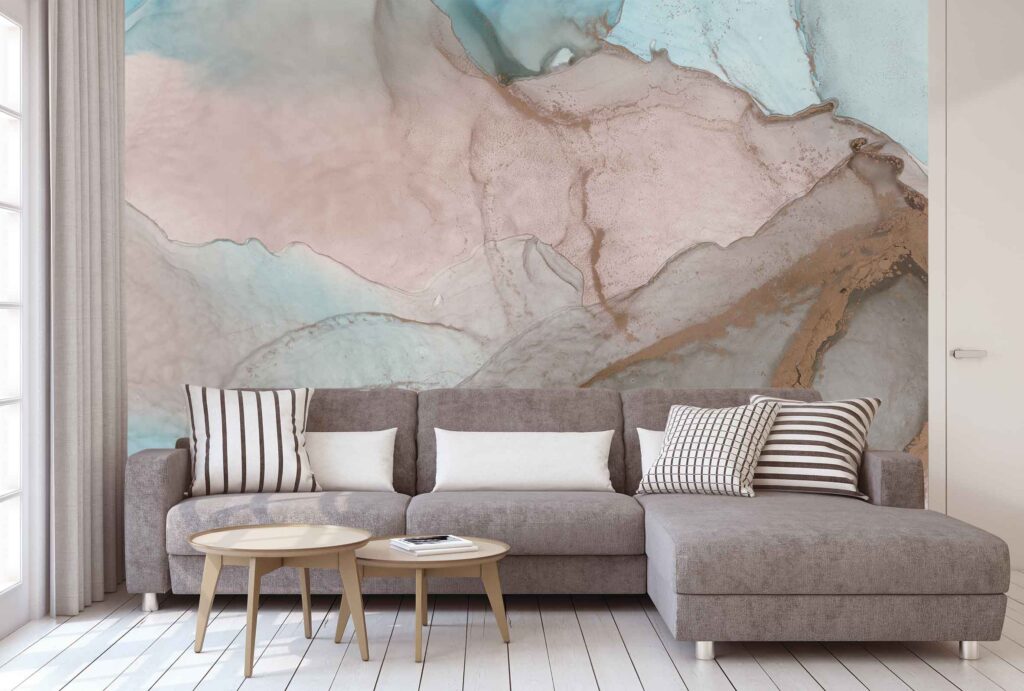 Blush Marble Wallpaper : Turquoise and Brown Stone Mural