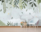 Misty Deer Kids Wallpaper : Hanging Leaves Nursery Mural - View 4