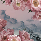 Pink Rose Clouds Wallpaper : Floral Sky Mural - View 2