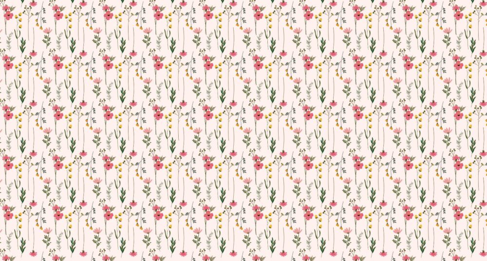 Wildflower Wallpaper : Pink and Yellow Ditsy Floral Pattern - View 2
