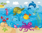 Underwater Fish Wallpaper : Kids Aquarium Ocean Mural - View 2