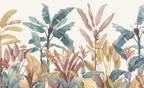 Pastel Tropical Plant Wallpaper : Soft Banana Leaf Garden Mural - View 2