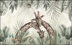 Giraffe Family Wallpaper : Watercolor Safari Mural - View 2