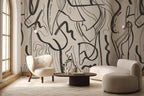 Black Abstract Lines Wallpaper : Brush Stroke Pattern - View 3
