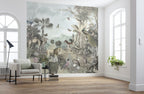 Exotic Animals Jungle Wallpaper : Zebra Lily Pad Vintage Mural - View 3